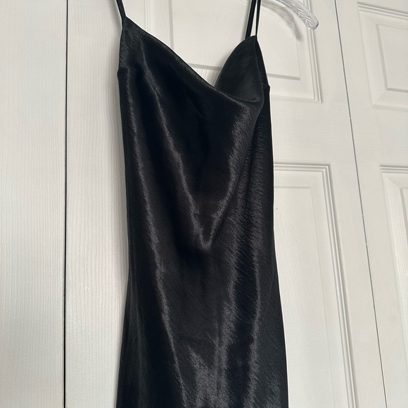 Victoria’s Secret Black Satin Slip Dress - LBD Spaghetti Strap Midi - Size M - Picture 4 of 9